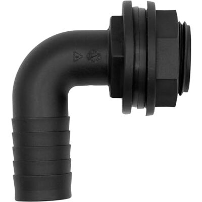 VARIOSAN Passo de tanque 16669, rosca externa de 3/4" x 19 mm, bocal de mangueira em ângulo de 90°, PP, preto, inclui junta VARIOSAN Passo de tanque 16669, rosca externa de 3/4" x 19 mm, bocal de mangueira em ângulo de 90°, PP, preto, inclui junta