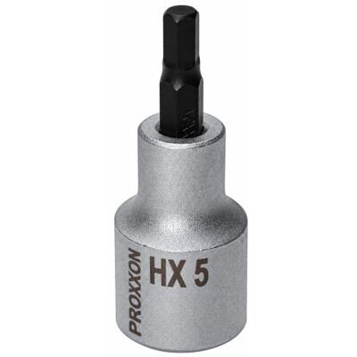 PROXXON 23 476 Copo e ponta hexagonais de 1/2", tamanho HX 5 mm, comprimento total 55 mm PROXXON 23 476 Copo e ponta hexagonais de 1/2", tamanho HX 5 mm, comprimento total 55 mm