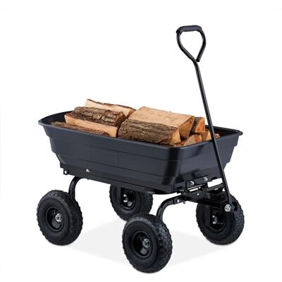 Relaxdays Carrinho de jardim com balde elástico, carrinho de mão 4 rodas pneumáticas 3,50-4, até 250 kg, preto Relaxdays Carrinho de jardim com balde elástico, carrinho de mão 4 rodas pneumáticas 3,50-4, até 250 kg, preto