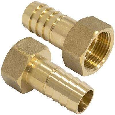 AERZETIX Conjunto de 2 acessórios femininos canelados de 3/4" para mangueira Ø 20 mm rosca interior para chave de 31 mm adaptador conector conector sistema circuito de irrigação bomba de irrigação em latão AERZETIX Conjunto de 2 acessórios femininos canelados de 3/4" para mangueira Ø 20 mm rosca interior para chave de 31 mm adaptador conector conector sistema circuito de irrigação bomba de irrigação em latão