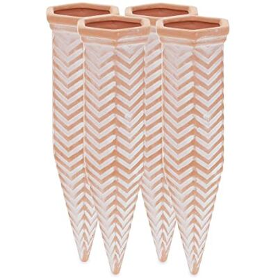 Relaxdays 4 Picos rega com abertura para garrafa, 1,5 l, design zigue-zague, cone argila para regar plantas vaso, terracota Relaxdays 4 Picos rega com abertura para garrafa, 1,5 l, design zigue-zague, cone argila para regar plantas vaso, terracota