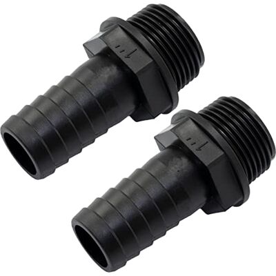 AERZETIX Conjunto de 2 acessórios macho canelado reto 1 '' x 25 mm rosca exterior adaptador conector para sistema de circuito de irrigação bomba de irrigação em plástico polipropileno, cor preta AERZETIX Conjunto de 2 acessórios macho canelado reto 1 '' x 25 mm rosca exterior adaptador conector para sistema de circuito de irrigação bomba de irrigação em plástico polipropileno, cor preta