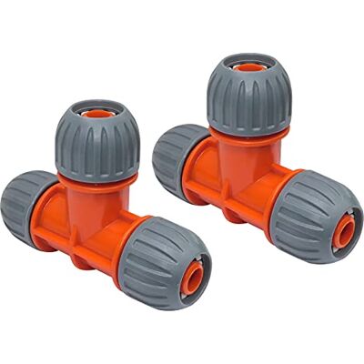 AERZETIX Conjunto de 2 conectores para mangueira de jardim em ''T'' 13 mm de 3 vias Conjunto rápido para mangueira de rega acoplador de plástico AERZETIX Conjunto de 2 conectores para mangueira de jardim em ''T'' 13 mm de 3 vias Conjunto rápido para mangueira de rega acoplador de plástico