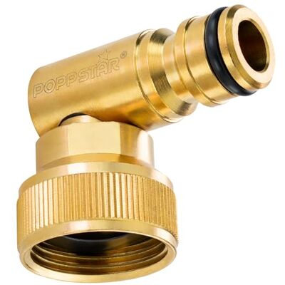 POPPSTAR Conector de mangueira giratório de 3/4" (encaixe giratório de cotovelo com ângulo de 90 graus de latão, com acoplamento rápido e conector para torneira de 3/4") POPPSTAR Conector de mangueira giratório de 3/4" (encaixe giratório de cotovelo com ângulo de 90 graus de latão, com acoplamento rápido e conector para torneira de 3/4")