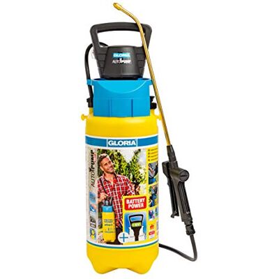 Gloria Pulverizador AutoPump Set Capacidade de enchimento 5 l Pulverizador com funcionamento a bateria sem bombeamento irritante Aumento automático da pressão padrão de pulverização Gloria Pulverizador AutoPump Set Capacidade de enchimento 5 l Pulverizador com funcionamento a bateria sem bombeamento irritante Aumento automático da pressão padrão de pulverização