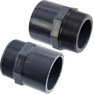 AERZETIX Conjunto de 2 raccords de pressão/redutores duplos para colar Ø63mm e Ø50mm rosca macho 2" em plástico PN 10 conector para tubos AERZETIX Conjunto de 2 raccords de pressão/redutores duplos para colar Ø63mm e Ø50mm rosca macho 2" em plástico PN 10 conector para tubos