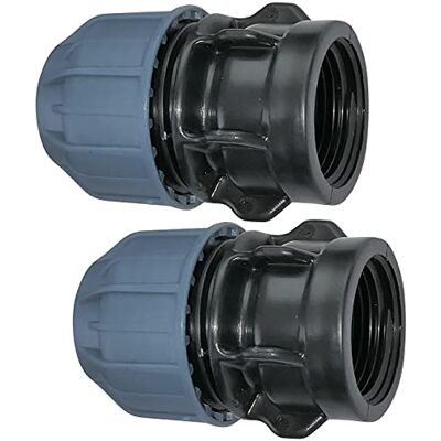 AERZETIX Conjunto de 2 Manga adaptador rosqueado, redutor de compressão reto Acessório rosqueado feminino de 1" para tubo Ø 25 mm em polipropileno, conector reparador AERZETIX Conjunto de 2 Manga adaptador rosqueado, redutor de compressão reto Acessório rosqueado feminino de 1" para tubo Ø 25 mm em polipropileno, conector reparador