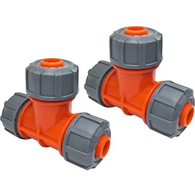 AERZETIX Conjunto de 2 conectores para mangueira de jardim em ''T'' 19 mm de 3 vias Conjunto rápido para mangueira de rega acoplador de plástico AERZETIX Conjunto de 2 conectores para mangueira de jardim em ''T'' 19 mm de 3 vias Conjunto rápido para mangueira de rega acoplador de plástico
