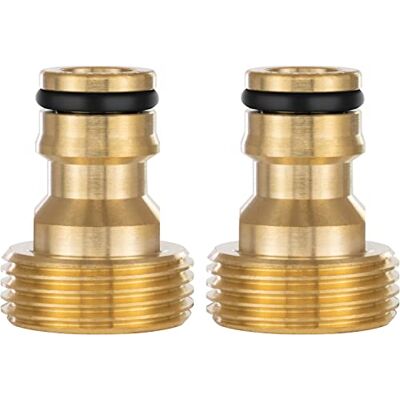POPPSTAR Adaptador para torneira de mangueira de 3/4" (adaptador torneira com rosca externa G 3/4" (26 mm) para acoplamento rápido (compatível com o sistema de conexão Gardena), 2 peças POPPSTAR Adaptador para torneira de mangueira de 3/4" (adaptador torneira com rosca externa G 3/4" (26 mm) para acoplamento rápido (compatível com o sistema de conexão Gardena), 2 peças