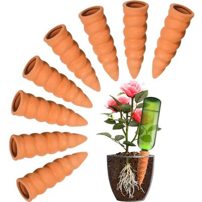 POWZOO 8 Picos rega plantas, 100% cerâmica, conjunto de rega automático, cones de argila para regar plantas em interiores e exteriores. POWZOO 8 Picos rega plantas, 100% cerâmica, conjunto de rega automático, cones de argila para regar plantas em interiores e exteriores.