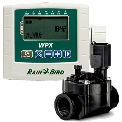 Rain Bird Kit Programador autónomo a pilhas WPX1 válvula solenóide 1" 9 V 100 DVF, com regulador de fluxo Rain Bird Kit Programador autónomo a pilhas WPX1 válvula solenóide 1" 9 V 100 DVF, com regulador de fluxo