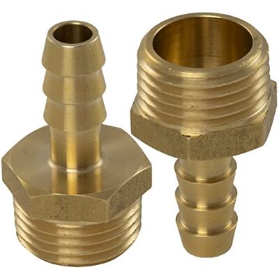 AERZETIX Conjunto de 2 acessórios masculinos canelados de 1/2" para mangueira Ø 10 mm rosca exterior para chave de 21 22 mm adaptador conector sistema circuito de irrigação irrigação bomba em latão AERZETIX Conjunto de 2 acessórios masculinos canelados de 1/2" para mangueira Ø 10 mm rosca exterior para chave de 21 22 mm adaptador conector sistema circuito de irrigação irrigação bomba em latão