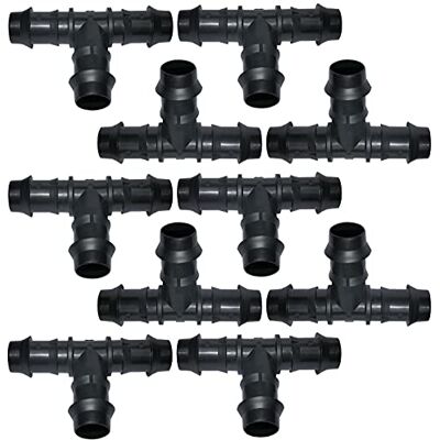 AERZETIX Conjunto de 10 racos/divisores em T Ø 20 mm para mangueira de jardim junção canelada em T para sistema de rega por gotejamento plástico AERZETIX Conjunto de 10 racos/divisores em T Ø 20 mm para mangueira de jardim junção canelada em T para sistema de rega por gotejamento plástico
