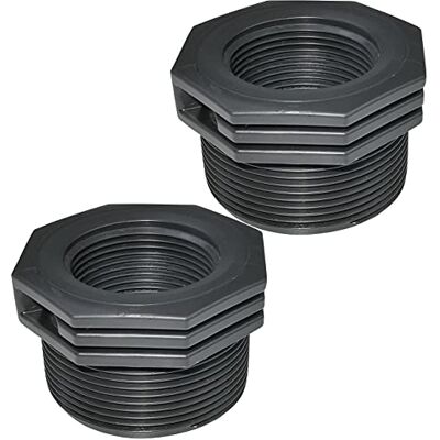 AERZETIX Conjunto de 2 redutores de plástico macho/fêmea 2''x1 1/2'' com parada interna para aparafusar mamilo reduzido macho/fêmea para aparafusar 6 bares AERZETIX Conjunto de 2 redutores de plástico macho/fêmea 2''x1 1/2'' com parada interna para aparafusar mamilo reduzido macho/fêmea para aparafusar 6 bares