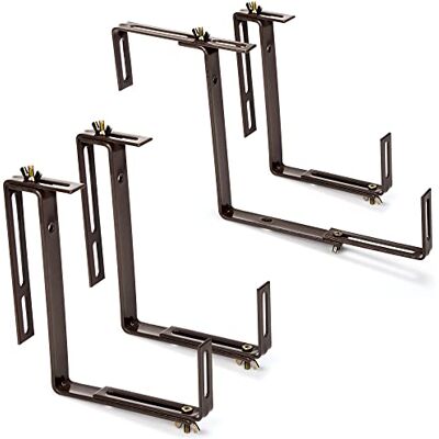 com-four ® Suporte para jardineiras 4X para parapeitos e corrimãos de varandas, fixação flexível de metal para jardineiras ajustável em 2 direções sem perfuração (4 peças castanho escuro) com-four ® Suporte para jardineiras 4X para parapeitos e corrimãos de varandas, fixação flexível de metal para jardineiras ajustável em 2 direções sem perfuração (4 peças castanho escuro)
