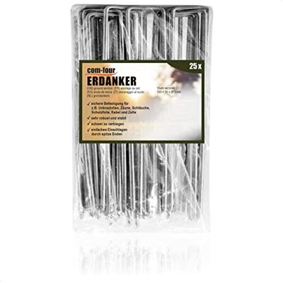 com-four ® 25 x Âncoras de chão em aço revestido, etiquetas de chão robustas para segurar lã e folhas de ervas daninhas, 025 peças 150 x 30 x 3 mm) com-four ® 25 x Âncoras de chão em aço revestido, etiquetas de chão robustas para segurar lã e folhas de ervas daninhas, 025 peças 150 x 30 x 3 mm)