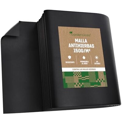 GardenGloss 30 m² Premium Tecido anti-erva contra ervas daninhas 150 g/m² extra forte malhas anti-erva resistente ao desgaste 150 g/m², alta estabilização UV (15 m x 2 m, tecido plissado) GardenGloss 30 m² Premium Tecido anti-erva contra ervas daninhas 150 g/m² extra forte malhas anti-erva resistente ao desgaste 150 g/m², alta estabilização UV (15 m x 2 m, tecido plissado)