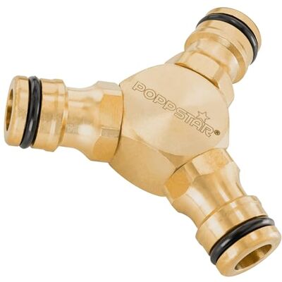 POPPSTAR Derivação tripla e com 3 conectores machos (latão) para mangueira, sistema de rega POPPSTAR Derivação tripla e com 3 conectores machos (latão) para mangueira, sistema de rega