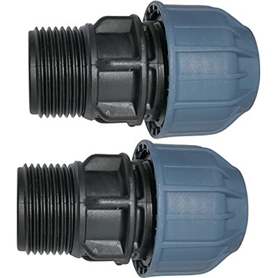 AERZETIX Conjunto de 2 Manga adaptador roscado redutor de compressão reta conexão rosca macho 1 '' para cano de água Ø 25 mm em polipropileno, conector reparador AERZETIX Conjunto de 2 Manga adaptador roscado redutor de compressão reta conexão rosca macho 1 '' para cano de água Ø 25 mm em polipropileno, conector reparador