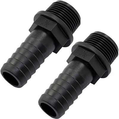 AERZETIX Conjunto de 2 Racores macho canelados direitos 3/4'' x 20mm rosca exterior adaptador conector sistema circuito de irrigação rega bomba em plástico cor preta AERZETIX Conjunto de 2 Racores macho canelados direitos 3/4'' x 20mm rosca exterior adaptador conector sistema circuito de irrigação rega bomba em plástico cor preta