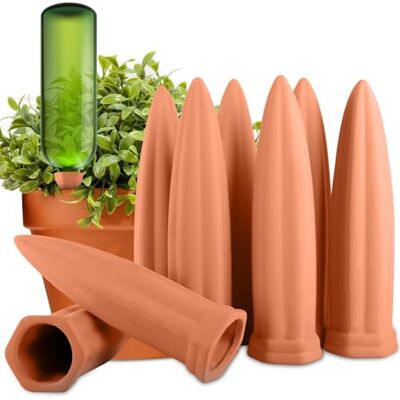 MULEVIP Regar plantas férias 8 peças vasos automáticos exteriores, conjunto de rega automático, conjunto de irrigação por gotejamento para vasos, cones de argila para regar plantas em interiores e MULEVIP Regar plantas férias 8 peças vasos automáticos exteriores, conjunto de rega automático, conjunto de irrigação por gotejamento para vasos, cones de argila para regar plantas em interiores e