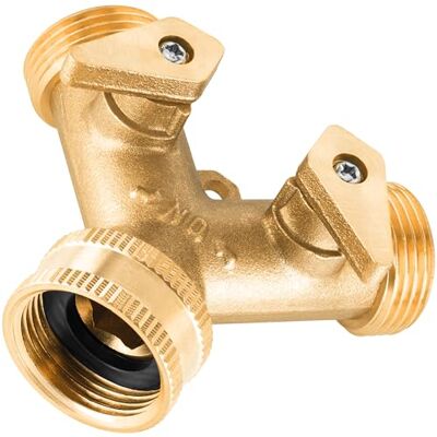 POPPSTAR Saída dupla mangueira de 3/4" (completamente em latão) para torneira, máquina de lavar, cozinha e jardim (2 válvulas de saída individualmente bloqueáveis) POPPSTAR Saída dupla mangueira de 3/4" (completamente em latão) para torneira, máquina de lavar, cozinha e jardim (2 válvulas de saída individualmente bloqueáveis)