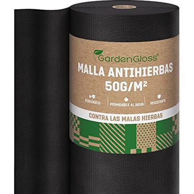 GardenGloss 50 m² Tecido anti-erva contra ervas daninhas – malha anti-erva resistente ao desgaste 50 g/m², alta estabilização UV (50 m x 1 m, 1 rolo) GardenGloss 50 m² Tecido anti-erva contra ervas daninhas – malha anti-erva resistente ao desgaste 50 g/m², alta estabilização UV (50 m x 1 m, 1 rolo)