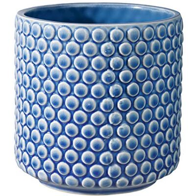 BLOOMINGVILLE Vaso Dot Vaso decorativo redondo para flores e plantas para interiores M (15,5 cm ø), azul, cerâmica BLOOMINGVILLE Vaso Dot Vaso decorativo redondo para flores e plantas para interiores M (15,5 cm ø), azul, cerâmica