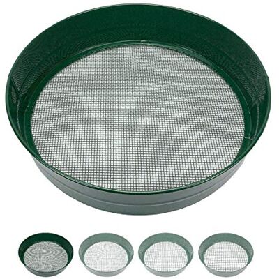 Sterico Peneira de jardim com diferentes tamanhos de malha, peneira redonda de 33 cm Ø peneira de terra para sementes, terra, composto, pedras, cascalho, cascalho, empilhável, resistente (3 mm) Sterico Peneira de jardim com diferentes tamanhos de malha, peneira redonda de 33 cm Ø peneira de terra para sementes, terra, composto, pedras, cascalho, cascalho, empilhável, resistente (3 mm)