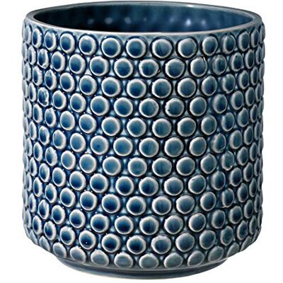BLOOMINGVILLE Vaso Dot Vaso decorativo redondo para flores e plantas para interiores M (15,5 cm ø), cor a gasolina, cerâmica BLOOMINGVILLE Vaso Dot Vaso decorativo redondo para flores e plantas para interiores M (15,5 cm ø), cor a gasolina, cerâmica