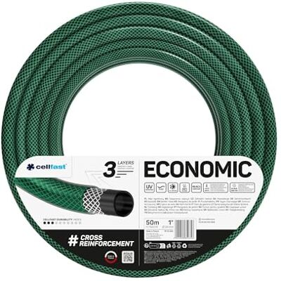 Cellfast Mangueira de jardim Economic de 3 camadas, com um diâmetro de 1 polegadas e um comprimento de 50 m. Cellfast Mangueira de jardim Economic de 3 camadas, com um diâmetro de 1 polegadas e um comprimento de 50 m.