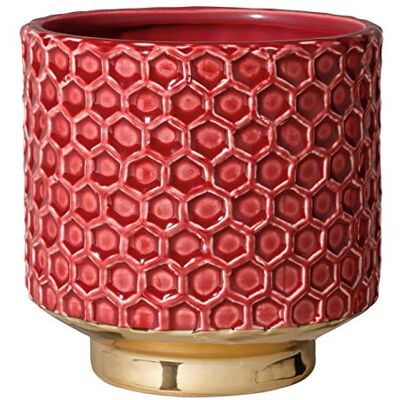 BLOOMINGVILLE Vaso Home Vaso decorativo redondo para flores e plantas para interiores M (12,5 cm ø), vermelho, cerâmica BLOOMINGVILLE Vaso Home Vaso decorativo redondo para flores e plantas para interiores M (12,5 cm ø), vermelho, cerâmica