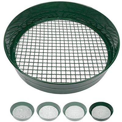 Sterico Tamiz de jardim com Diferentes tamanhos de Malha Tamiz Redondo de 33cm Ø Peneira de Terra para Sementes, Terra, Composto, Pedras, Ervas, Brita Empilhável Robusto Resistente à Sterico Tamiz de jardim com Diferentes tamanhos de Malha Tamiz Redondo de 33cm Ø Peneira de Terra para Sementes, Terra, Composto, Pedras, Ervas, Brita Empilhável Robusto Resistente à