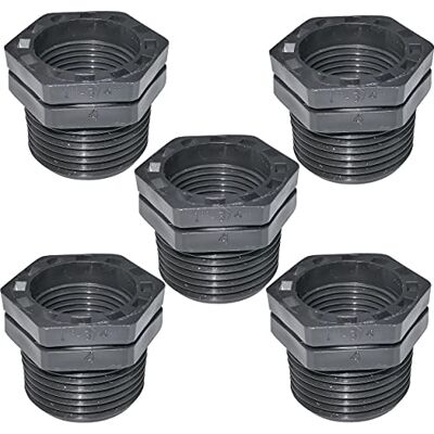 AERZETIX Conjunto de 5 redutores de plástico macho/fêmea de 1 x 3/4 polegadas com tampa interna para aparafusar mamilo masculino reduzido/feminino para aparafusar 10 bares AERZETIX Conjunto de 5 redutores de plástico macho/fêmea de 1 x 3/4 polegadas com tampa interna para aparafusar mamilo masculino reduzido/feminino para aparafusar 10 bares