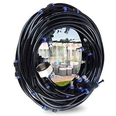 Hydrogarden Kit nebulizador de terraço, kit de rega automático de 18 m, sistema de nebulizador de refrigeração com mangueira duradoura e boquilhas removíveis para jardim, terraço, estufa Hydrogarden Kit nebulizador de terraço, kit de rega automático de 18 m, sistema de nebulizador de refrigeração com mangueira duradoura e boquilhas removíveis para jardim, terraço, estufa