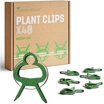 GardenGloss ® 48 Pinças pequenas para tomates, rosas, pepinos e outras plantas trepadeiras: pinças estáveis para fixação de plantas trepadeiras GardenGloss ® 48 Pinças pequenas para tomates, rosas, pepinos e outras plantas trepadeiras: pinças estáveis para fixação de plantas trepadeiras