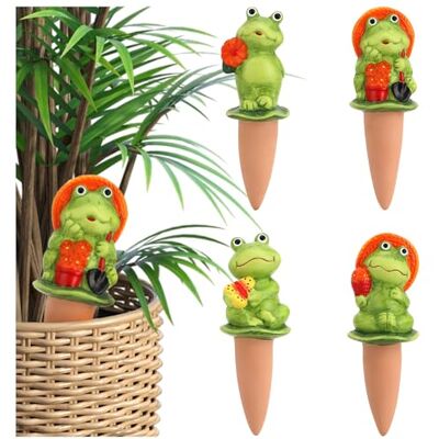 com-four ® 4 x rega automática para plantas de interior: dispensador de água para plantas, cones de argila para regar as flores, Hydrospikes (04 peças rãs) com-four ® 4 x rega automática para plantas de interior: dispensador de água para plantas, cones de argila para regar as flores, Hydrospikes (04 peças rãs)