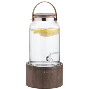 Navaris Dispensador de Bebidas Garrafa de Vidro com Torneira, Alça de Couro e Suporte de Madeira Jarra de 5,6 l para Água, Bebida, Limonada com Dosador Marrom Escuro Navaris Dispensador de Bebidas Garrafa de Vidro com Torneira, Alça de Couro e Suporte de Madeira Jarra de 5,6 l para Água, Bebida, Limonada com Dosador Marrom Escuro