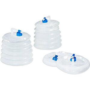 Relaxdays Conjunto de garrafa de água dobrável de 4, oval, alça, com torneira, 10 l, campismo, agrafador dobrável, transparente / azul Relaxdays Conjunto de garrafa de água dobrável de 4, oval, alça, com torneira, 10 l, campismo, agrafador dobrável, transparente / azul