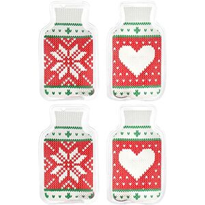 com-four ® 4X Aquecedor de bolso mini garrafa de água quente aquecedor de mãos em design de camisola de malha almofada térmica para usar (04 peças gola alta vermelha/verde) com-four ® 4X Aquecedor de bolso mini garrafa de água quente aquecedor de mãos em design de camisola de malha almofada térmica para usar (04 peças gola alta vermelha/verde)