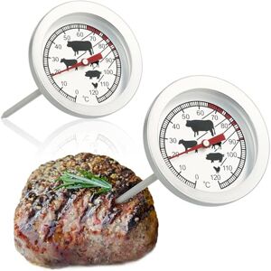 com-four LE## 2 x Termómetro para assados de aço inoxidável, Termómetro analógico de carne até 120 °C, termómetro de grelha, agulha de carne, 10 cm com-four LE## 2 x Termómetro para assados de aço inoxidável, Termómetro analógico de carne até 120 °C, termómetro de grelha, agulha de carne, 10 cm