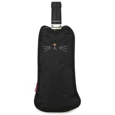 Balvi Refrigerador de garrafas de vinho Meow cor preta capa refrigeradora em forma de gato com bandas elá Balvi Refrigerador de garrafas de vinho Meow cor preta capa refrigeradora em forma de gato com bandas elá