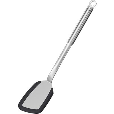 RÖSLE Espátula de silicone com borda de silicone e cabo redondo, aço inoxidável 18/10, máquina de lavar louça, 36 x 7 x 3,5 cm, preto/prateado RÖSLE Espátula de silicone com borda de silicone e cabo redondo, aço inoxidável 18/10, máquina de lavar louça, 36 x 7 x 3,5 cm, preto/prateado