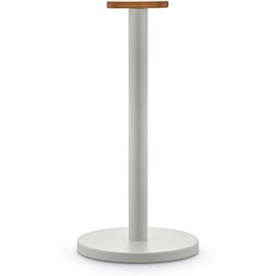 Alessi Mattina Suporte de rolos de cozinha de design, em aço colorido com resina epóxi e botão em madeira de bambu, cinzento quente Alessi Mattina Suporte de rolos de cozinha de design, em aço colorido com resina epóxi e botão em madeira de bambu, cinzento quente
