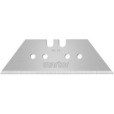 MARTOR 5 folhas trapezoidais, lâminas de substituição para cortar, faca de segurança, 18,7 mm, afiada, no dispensador, utilizável em 2 dobras, número 54 Hoja de repuesto cúter, doble bisel, doble cara, en dispensador, para SECUNORM MULTISAFE, precisión. MARTOR 5 folhas trapezoidais, lâminas de substituição para cortar, faca de segurança, 18,7 mm, afiada, no dispensador, utilizável em 2 dobras, número 54 Hoja de repuesto cúter, doble bisel, doble cara, en dispensador, para SECUNORM MULTISAFE, precisión.