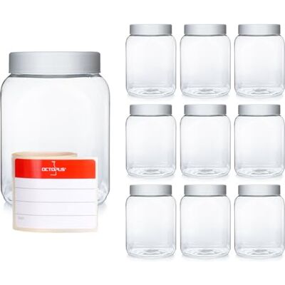 Octopus 10 copos de plástico Pet de 400 ml com tampa de rosca para alimentos, tinta, óleos, pós, copos de plástico com tampa de rosca para batidos Octopus 10 copos de plástico Pet de 400 ml com tampa de rosca para alimentos, tinta, óleos, pós, copos de plástico com tampa de rosca para batidos