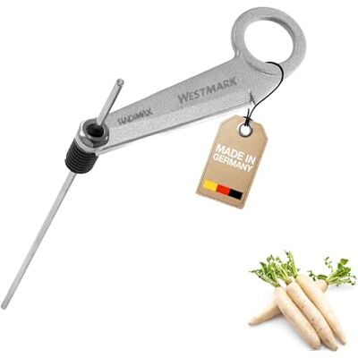 Westmark Máquina de cortar rabanete/espirais com haste de centrado longa, comprimento: 24 cm, lâmina de aço inoxidável / alumínio, prateado / cinzento, Westmark Máquina de cortar rabanete/espirais com haste de centrado longa, comprimento: 24 cm, lâmina de aço inoxidável / alumínio, prateado / cinzento,