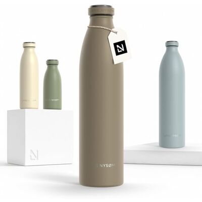 LARS NYSØM Garrafa de Aço Inoxidável Garrafa isolada 1l Cantil de 1 litro à prova de fugas para desportos, bicicleta, cão (Taupe Brown, 1000ml) LARS NYSØM Garrafa de Aço Inoxidável Garrafa isolada 1l Cantil de 1 litro à prova de fugas para desportos, bicicleta, cão (Taupe Brown, 1000ml)