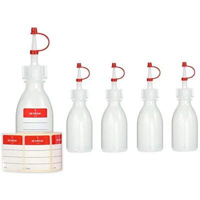 Octopus 5 garrafas de plástico com conta-gotas de 50 ml, garrafas de plástico PEBD com tampa de jato, garrafas de laboratório com tampa de gotejamento, garrafas de jato vazias com etiquetas Octopus 5 garrafas de plástico com conta-gotas de 50 ml, garrafas de plástico PEBD com tampa de jato, garrafas de laboratório com tampa de gotejamento, garrafas de jato vazias com etiquetas
