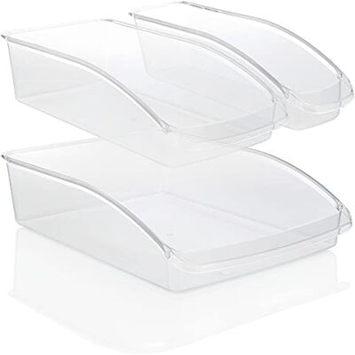 com-four ® Conjunto de organizadores de frigorífico de 3 peças Caixas de armazenamento Sistema organizador com 3 contentores de frigorífico com-four ® Conjunto de organizadores de frigorífico de 3 peças Caixas de armazenamento Sistema organizador com 3 contentores de frigorífico